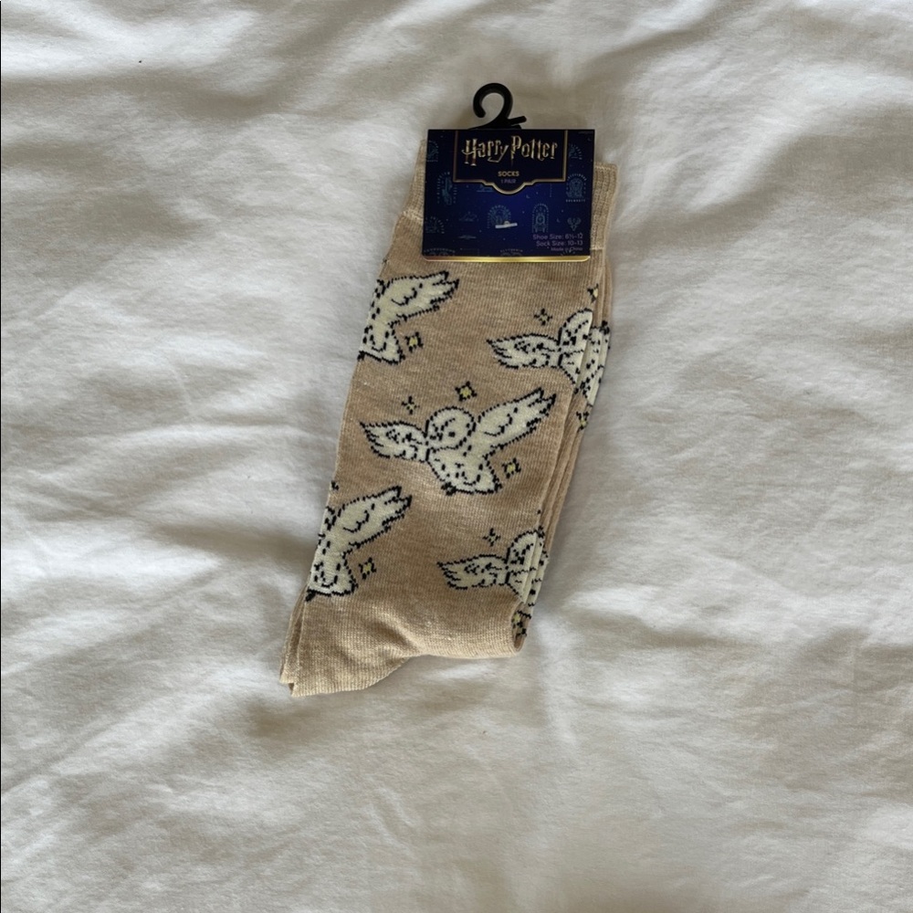 Harry Potter. Tan Socks with Owl Pattern
